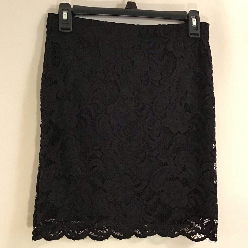 Black Lace Floral and Paisley Skirt